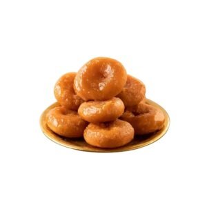 Soft, flaky, and melt-in-the-mouth, Badhusha is a timeless South Indian sweet made with refined flour, ghee, and sugar syrup. Each bite offers a rich, buttery texture with just the right touch of sweetness—perfect for festive moments or everyday indulgence.