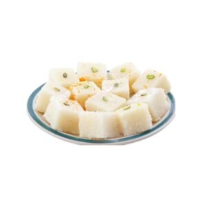 A classic South Indian sweet made with fresh coconut and sugar, Coconut Burfi melts in your mouth with every bite. Simple, traditional, and irresistibly delicious.