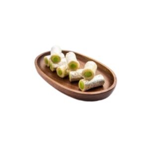 Kaju Pista Roll is a rich and elegant Indian sweet made from premium cashews and pistachios. Smooth kaju paste rolled with a flavorful pista filling makes every slice soft, nutty, and irresistibly delicious. A perfect choice for celebrations and gifting.